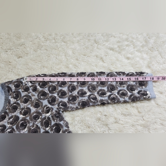 BODEN Limited Edition Beaded Cotton Cardigan Silk lined Gray Blue Silver Size 4 - Picture 5 of 11